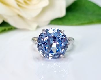 VINTAGE 1950s 18ct white Gold Stunning Blue Synthetic Spinel Ring ...