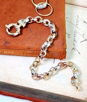 Antique Curb Bracelet, With Padlock In 9K Rose Gold, British Hallmarked 1965 For - Foto 5