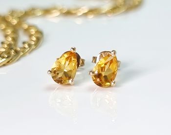 V3 Jewelry White Gold with Natural Citrine Stud Earrings